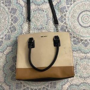 Large Nine West Purse: Brown, Tan & Black
